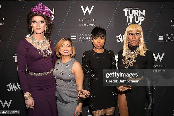 Trannika Rex, Precious Davis, Jennifer Hudson, and Shea Coulee attend W Hotels and Jennifer Hudson Turn It Up For Change to Benefit HRC at W...