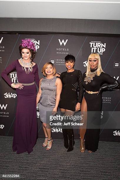 Trannika Rex, Precious Davis, Jennifer Hudson, and Shea Coulee attend W Hotels and Jennifer Hudson Turn It Up For Change to Benefit HRC at W...