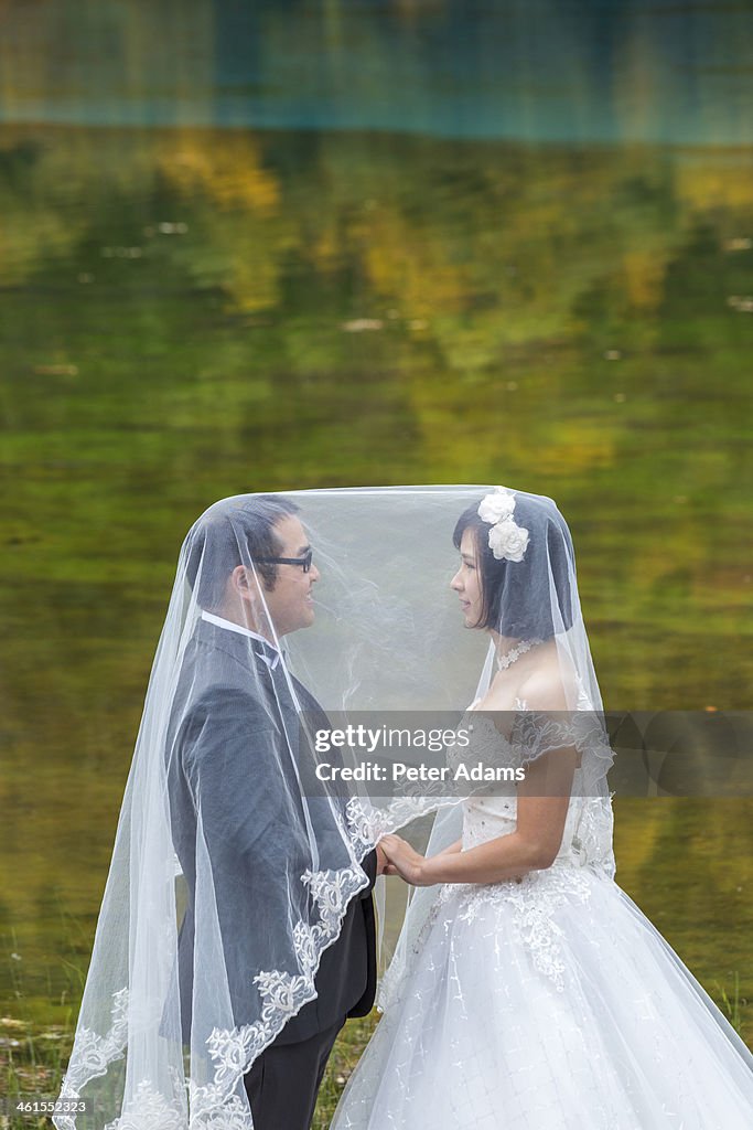 Chinese bride & groom, Jiuzhaigou National Park