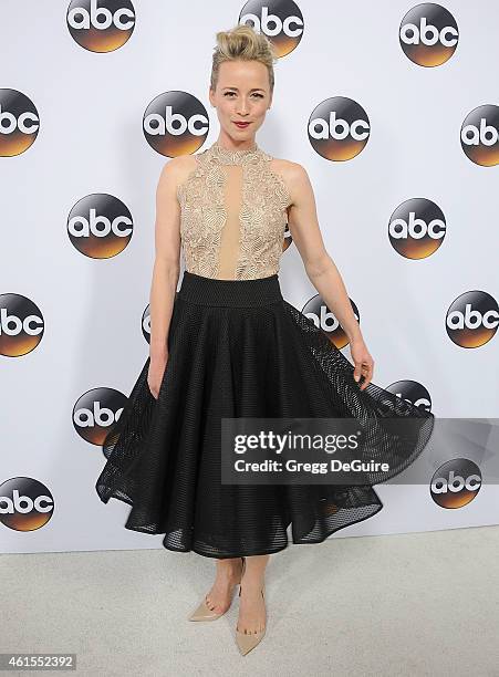 Actress Karine Vanasse arrives at Disney ABC Television Group's TCA Winter Press Tour on January 14, 2015 in Pasadena, California.