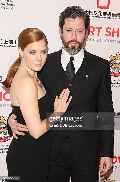 Amy Adams and Darren Le Gallo attend the LA Art Show 2015 Opening Night Premiere Party at the Los Angeles Convention Center on January 14, 2015 in...