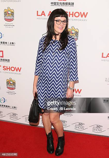 Caroline Geys attends the LA Art Show 2015 Opening Night Premiere Party at the Los Angeles Convention Center on January 14, 2015 in Los Angeles,...
