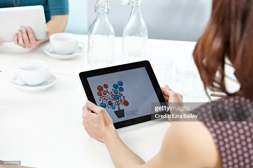 Business woman using a digital tablet.