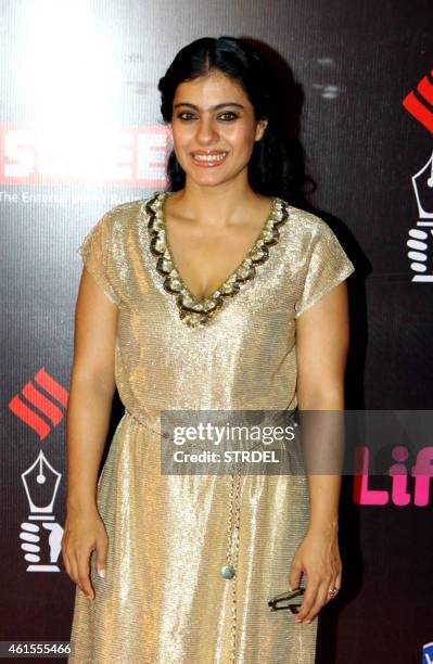 Indian Bollywood actress Kajol Devgan attends the 'Life OK Screen Awards 2015' in Mumbai on January 14, 2015. AFP PHOTO/STR