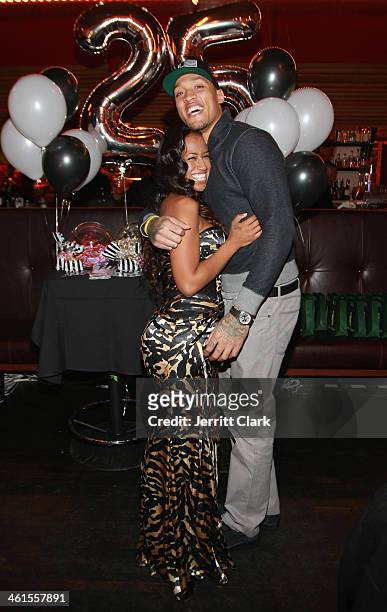 Kaleila Pufolkes and Michael Beasley celebrate his 25th birthday at The General on January 7, 2014 in New York City.