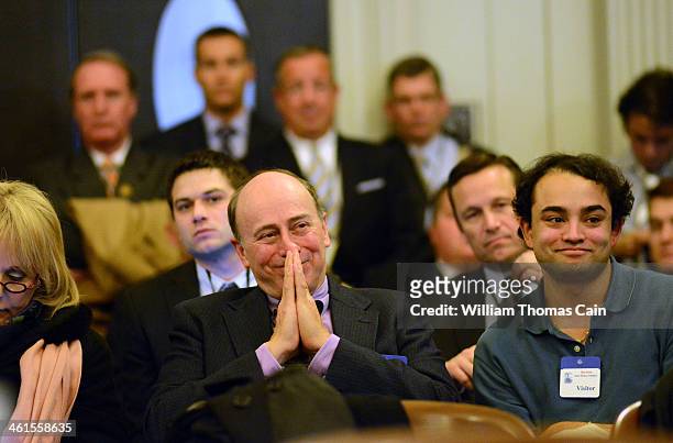 Spectators listen as David Wildstein former director of interstate capital projects for the Port Authority confers with his attorney Alan Zegas as he...