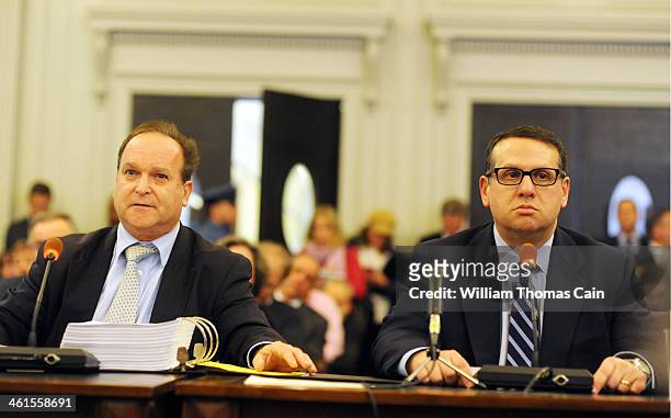 David Wildstein former director of interstate capital projects for the Port Authority and his attorney Alan Zegas testify at a hearing held by the...