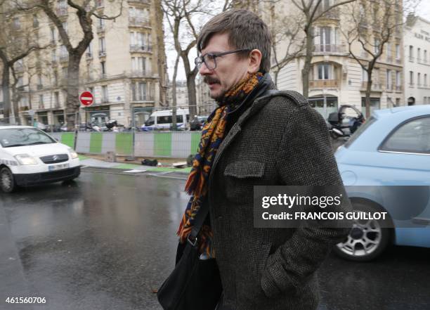 French cartoonist Renald Luzier, aka Luz arrives to attend the funeral of Elsa Cayat, a psychoanalyst and contributor at the French satirical weekly...