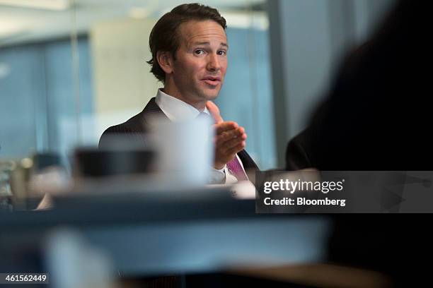 Representative Aaron Schock, a Republican from Illinois, speaks during an interview in Washington, D.C., U.S., on Thursday, Jan. 9, 2014. Republicans...