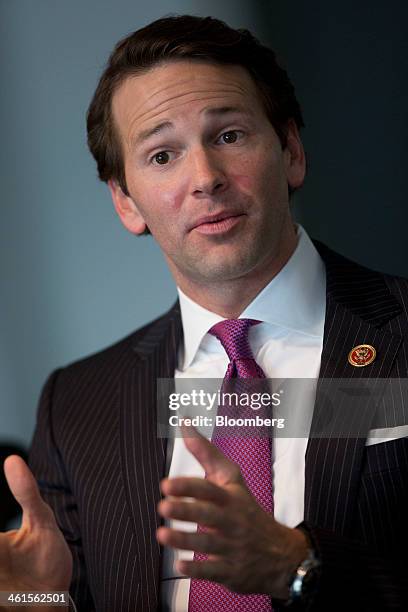 Representative Aaron Schock, a Republican from Illinois, speaks during an interview in Washington, D.C., U.S., on Thursday, Jan. 9, 2014. Republicans...