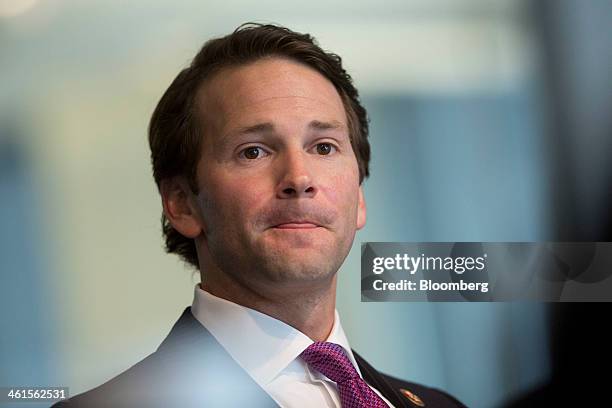 Representative Aaron Schock, a Republican from Illinois, pauses while speaking during an interview in Washington, D.C., U.S., on Thursday, Jan. 9,...