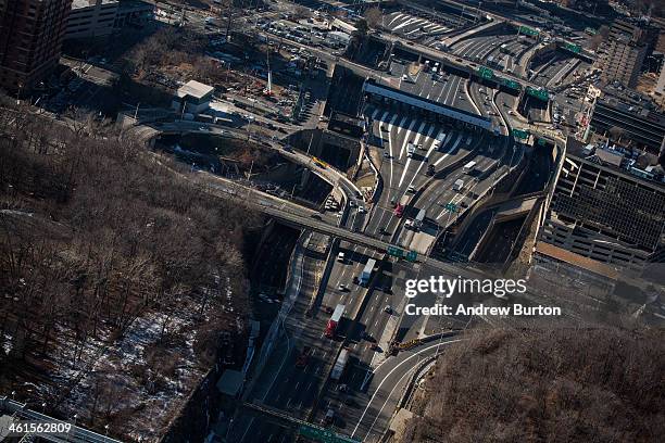 The on-ramps to the George Washington Bridge, which connects Fort Lee, NJ, and New York City, are seen on January 9, 2014 in Fort Lee, New Jersey....