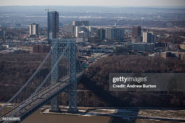 The New Jersey side of the George Washington Bridge, which connects Fort Lee, NJ, and New York City, is seen on January 9, 2014 in Fort Lee, New...