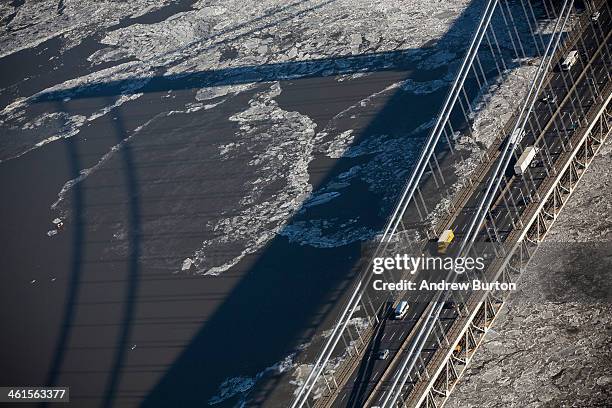 Traffic drives across the George Washington Bridge, which connects Fort Lee, NJ, and New York City, on January 9, 2014 in Fort Lee, New Jersey. New...