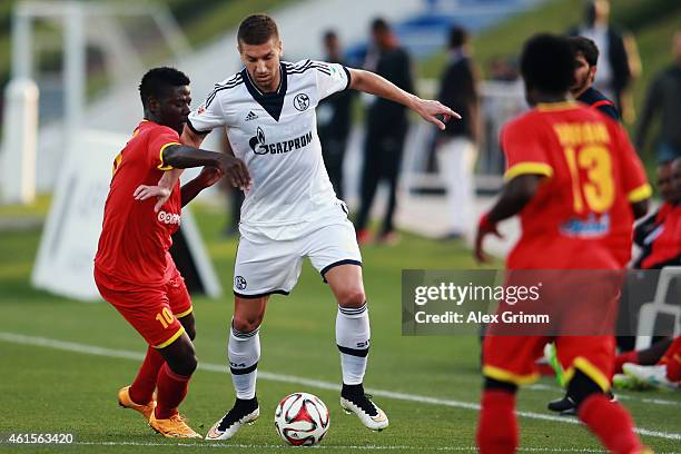 Matija Nastasic of Schalke during a friendly match between FC Schalke 04 and Al-Merrikh SC at ASPIRE Academy for Sports Excellence on January 15,...