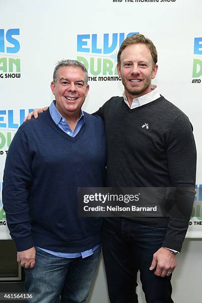 Ian Ziering and host Elvis Duran visit "The Elvis Duran Z100 Morning Show" at the Z100 Studio on January 15, 2015 in New York City.