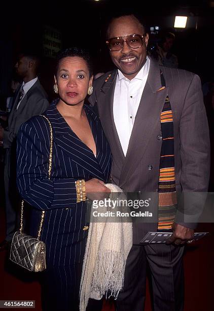 Actor Roger E. Mosely and girlfriend Toni Laudermick attend "A Thin Line Between Love and Hate" Hollywood Premiere on April 2, 1996 at the Mann's...