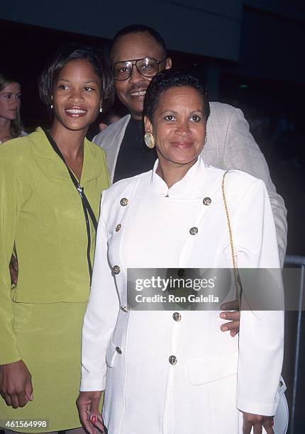 Actor Roger E. Mosley, longtime girlfriend Toni Laudermick and daughter attend the "Hoodlum" Los Angeles Premiere on August 25, 1997 at the Magic...