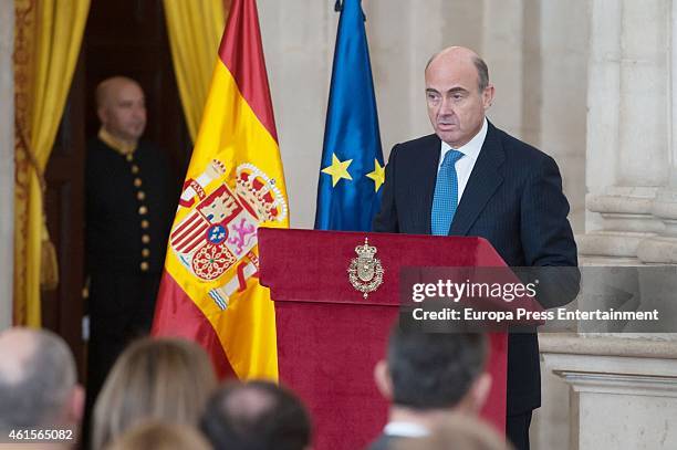 Luis de Guindos attends the delivery of National Research Awards 2014 at the Royal Palace on January 15, 2015 in Madrid, Spain.