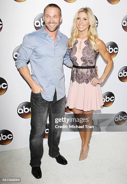 Chris Powell and Heidi Powell arrive at the Disney ABC Television Group's TCA Winter press tour held at The Langham Huntington Hotel and Spa on...