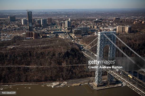 The New Jersey side of the George Washington Bridge, which connects Fort Lee, NJ, and New York City, is seen on January 9, 2014 in Fort Lee, New...