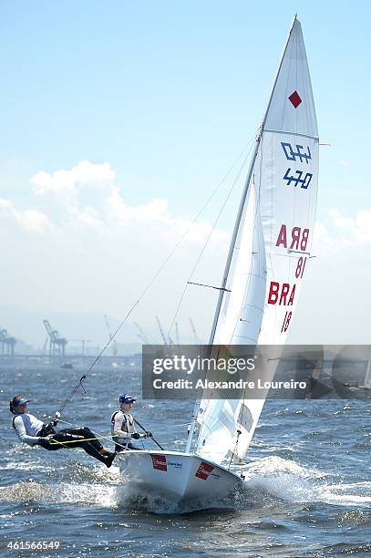 Isabel Swan and Renata Decnop sail on Sao Francisco beach for the Brazil Sail Cup 2014 on January 9, 2014 in Rio de Janeiro, Brazil.