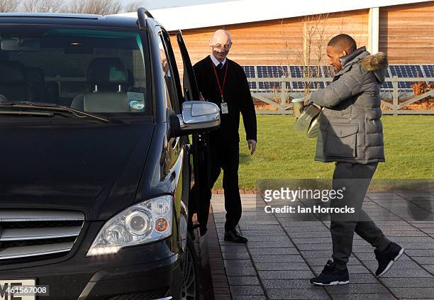 Jermaine Defoe leaves the Academy of Light on January 15, 2015 in Sunderland, England.