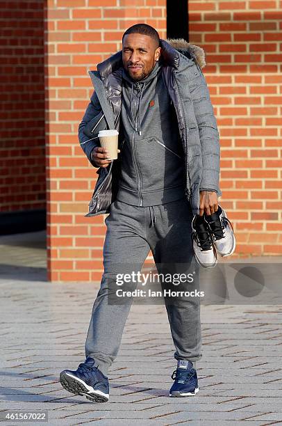 Jermaine Defoe leaves the Academy of Light on January 15, 2015 in Sunderland, England.