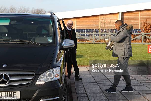 Jermaine Defoe leaves the Academy of Light on January 15, 2015 in Sunderland, England.