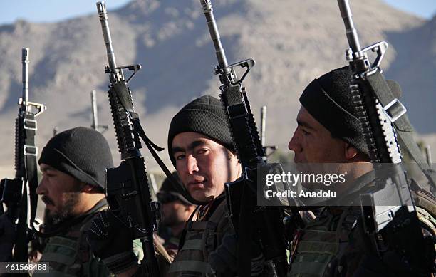 New Afghan National Army special forces attend their graduation ceremony in Kabul, Afghanistan on January 15, 2015. Afghan Special Forces have an...