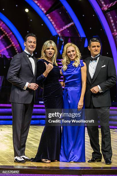 Craig Revel Horwood, Zoe Ball and Camilla Dallerup and Tom Chambers attend a photocall to launch the Strictly Come Dancing Live Tour 2015 at...