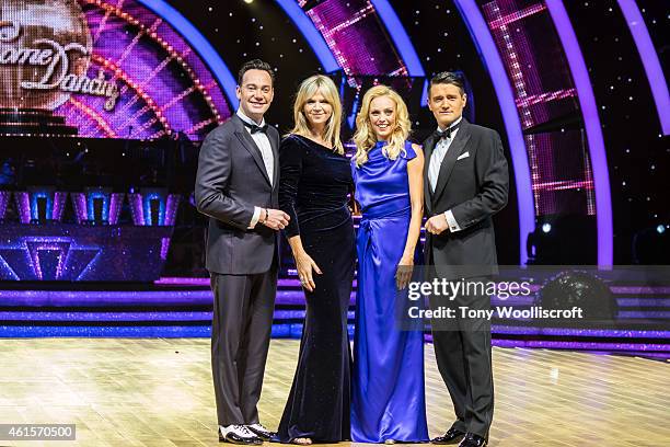 Craig Revel Horwood, Zoe Ball and Camilla Dallerup and Tom Chambers attend a photocall to launch the Strictly Come Dancing Live Tour 2015 at...