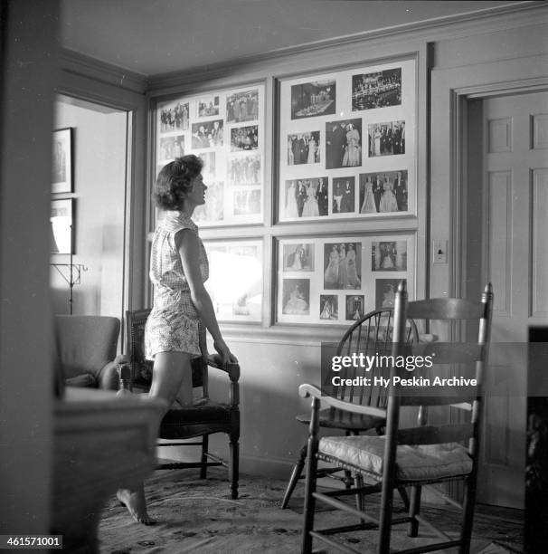 Jacqueline Bouvier on vacation at the Kennedy compound in June 1953 in Hyannis Port, Massachusetts.