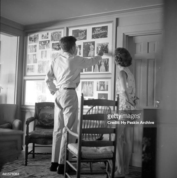 Senator John F. Kennedy and fiance Jacqueline Bouvier on vacation at the Kennedy compound in June 1953 in Hyannis Port, Massachusetts.