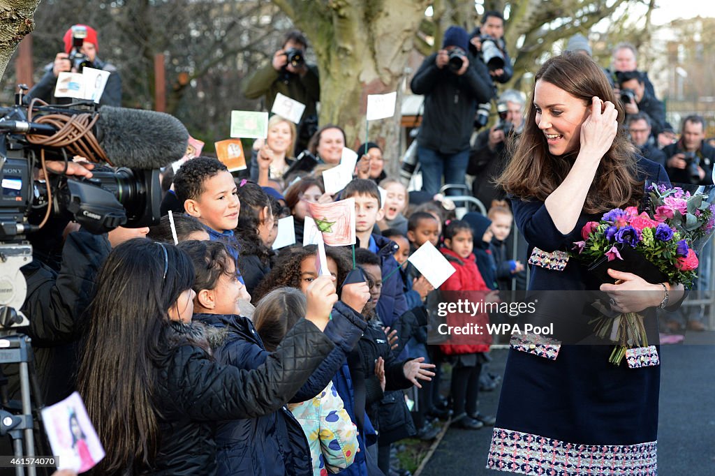 The Duchess Of Cambridge Officially Names The Clore Art Room At Barlby Primary School