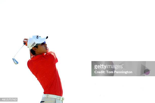 Sang-Moon Bae hits a shot during round one of the Sony Open in Hawaii at Waialae Country Club on January 9, 2014 in Honolulu, Hawaii.