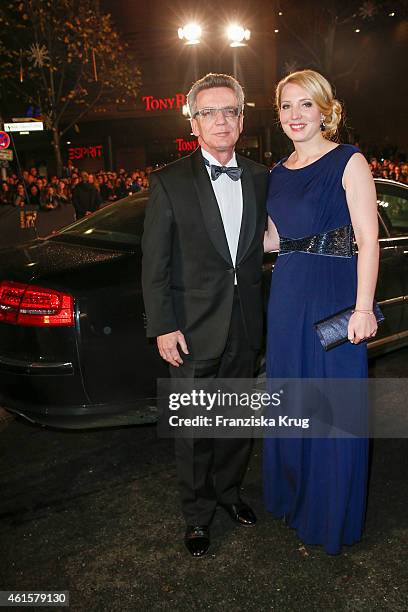 Thomas de Maiziere and his daughter Nora de Maiziere arrives at the Bambi Awards 2014 on November 13, 2014 in Berlin, Germany.