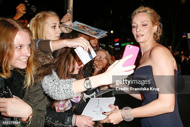 Uma Thurman arrives at the Bambi Awards 2014 on November 13, 2014 in Berlin, Germany.