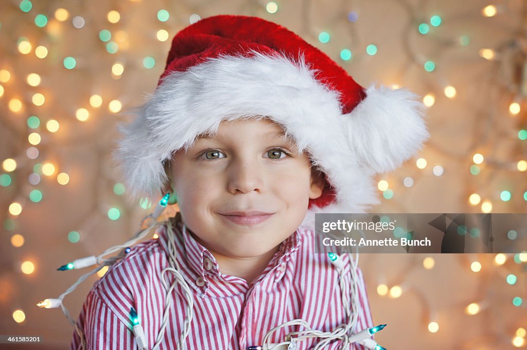 Boy in Santa hat