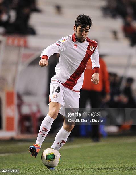 Alberto Perea of Rayo Vallecano de Madrid in action during the Copa del Rey Round of 16, 1st Leg match between Rayo Vallecano and Levante UD at Campo...