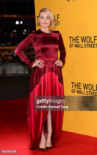 Margot Robbie attends the UK Premiere of "The Wolf Of Wall Street" at the Odeon Leicester Square on January 9, 2014 in London, England.