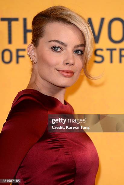 Margot Robbie attends the UK Premiere of "The Wolf Of Wall Street" at the Odeon Leicester Square on January 9, 2014 in London, England.