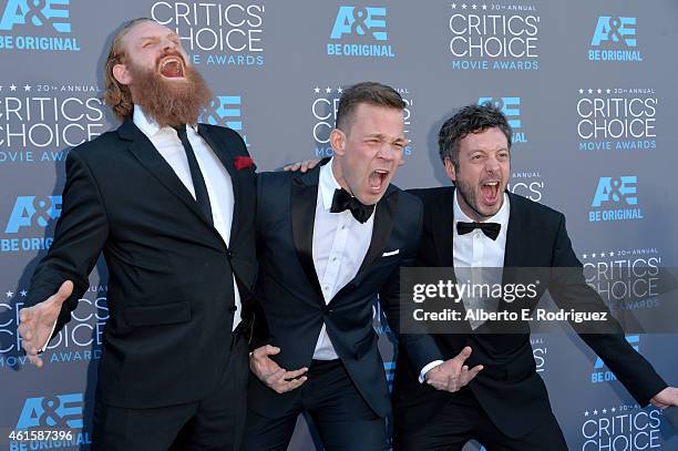 Actors Kristofer Hivju, Johannes Kuhnke and editor Jacob Secher Schulsinger attend the 20th annual Critics' Choice Movie Awards at the Hollywood...