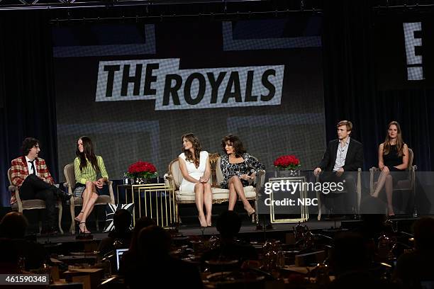 NBCUniversal Press Tour, January 2015 -- "The Royals" Session -- Pictured: Mark Schwahn, Executive Producer; Alexandra Park; Elizabeth Hurley; Joan...