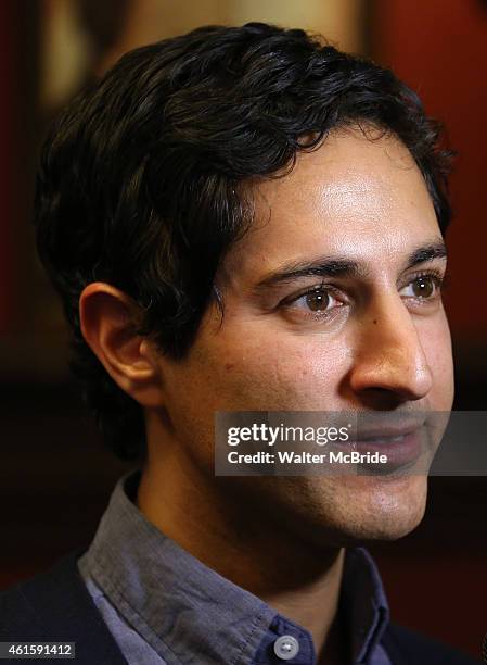 Maulik Pancholy attends the media day for the new cast of the Broadway hit 'It's Only A Play' at Sardi's Restaurant on January 13, 2015 in New York...