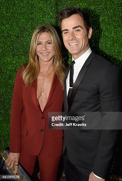 Actress Jennifer Aniston and actor Justin Theroux attend the 20th annual Critics' Choice Movie Awards at the Hollywood Palladium on January 15, 2015...