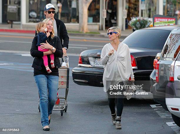 Chris Hemsworth and Elsa Pataky are seen shopping at Whole Foods Market with his mother, Leonie Hemsworth, and their daughter, India Rose Hemsworth...