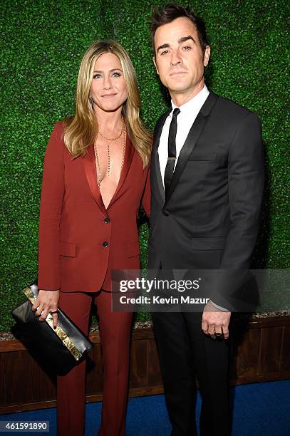 Jennifer Aniston and Justin Theroux attend the 20th annual Critics' Choice Movie Awards at the Hollywood Palladium on January 15, 2015 in Los...