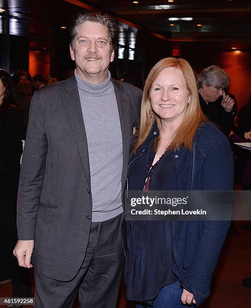 Director Andre Singer and Jane Wells attend the New York premiere of the HBO documentary film "Night Will Fall" at The Museum of Jewish Heritage on...