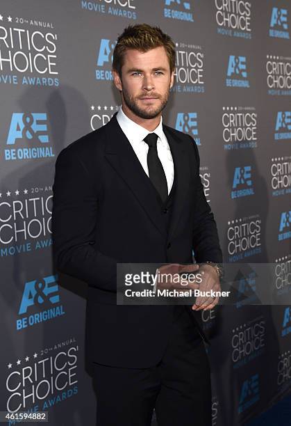 Actor Chris Hemsworth attends the 20th annual Critics' Choice Movie Awards at the Hollywood Palladium on January 15, 2015 in Los Angeles, California.